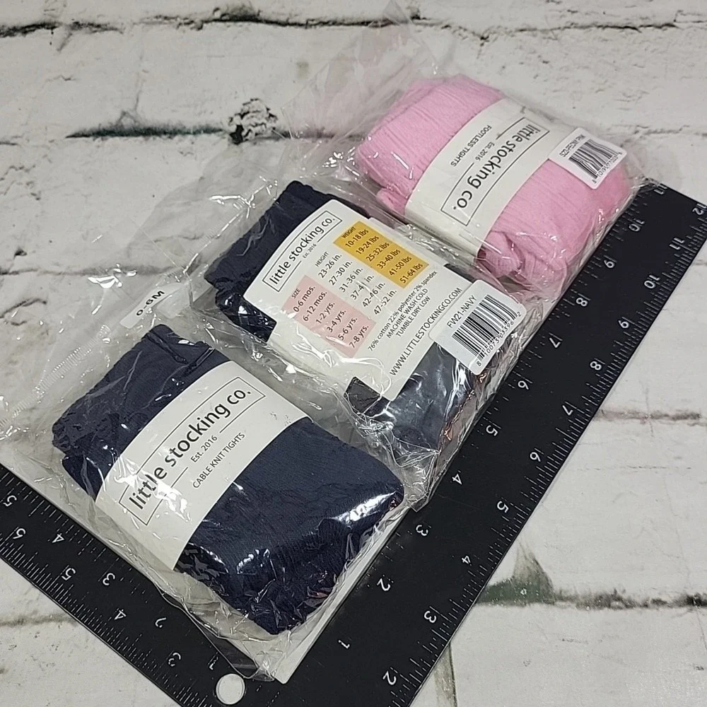 Little Stocking Co. Baby‎ Girls Cable Knit Tights size 0-6 Month set of 3 New